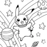 Pikachu’s Space Adventure Coloring Page