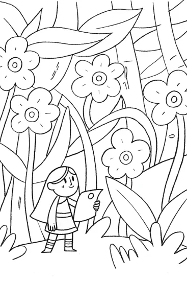 A coloring page of Princess of the Hidden Forest Coloring Page