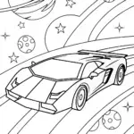 Lamborghini on the Galactic Raceway Coloring Page