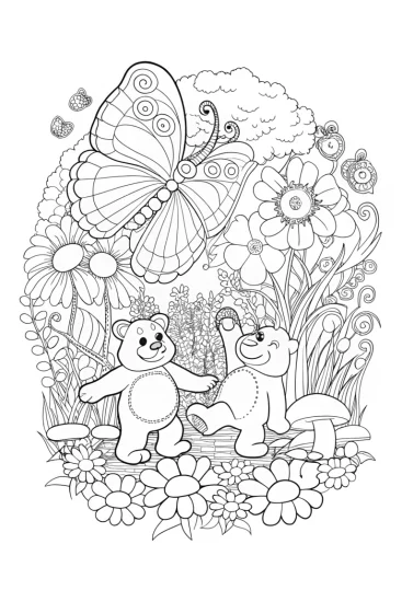 A coloring page of Care Bears’ Magical Garden Adventure Coloring Page