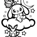 Cinnamoroll’s Starry Sky Adventure Coloring Page