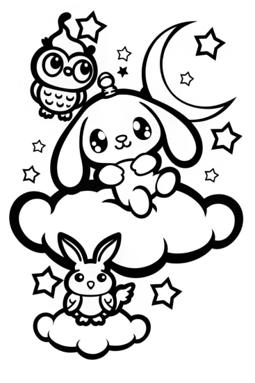 A coloring page of Cinnamoroll’s Starry Sky Adventure Coloring Page
