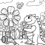 Godzilla’s Gigantic Gadget Garden Coloring Page