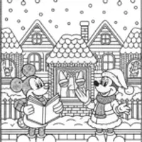 Mickey Mouse Christmas Caroling Adventure Coloring Page