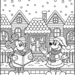 Mickey Mouse Christmas Caroling Adventure Coloring Page