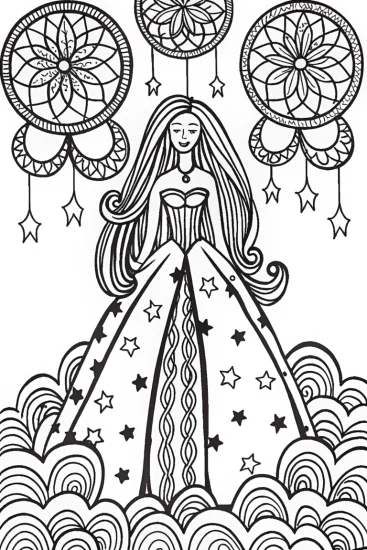 A coloring page of The Princess of Dreams Coloring Page