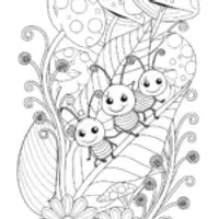 Adventurous Ants on a Leaf Coloring Page