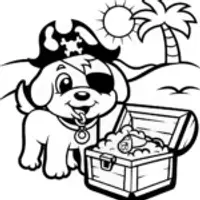 Puppy Pirate on the Treasure Isle Coloring Page