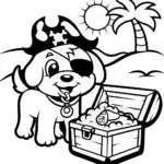 Puppy Pirate on the Treasure Isle Coloring Page