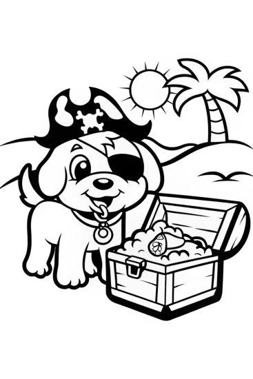 A coloring page of Puppy Pirate on the Treasure Isle Coloring Page