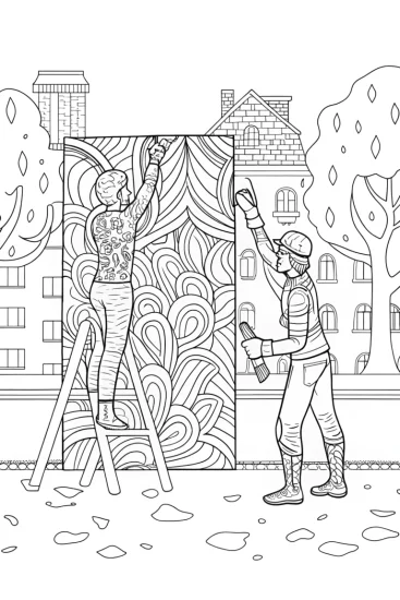A coloring page of Miles Morales Street Art Coloring Page