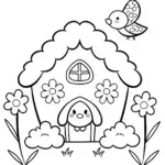 Cinnamoroll’s Cozy Cloud Cottage Coloring Page