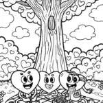 Heartfelt Friendship Tree Coloring Page