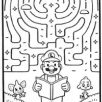 Luigi’s Grand Adventure in the Enchanted Maze Coloring Page