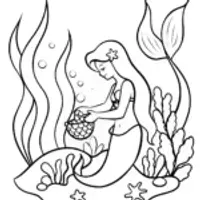 Mermaid’s Secret Potion Garden Coloring Page