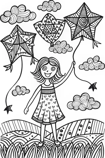 A coloring page of Barbie’s Dreamy Sky Adventure Coloring Page