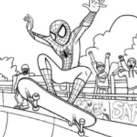 Miles Morales’ Skate Park Adventure Coloring Page