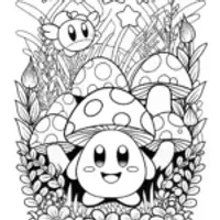 Kirby in the Enchanted Garden Coloring Page