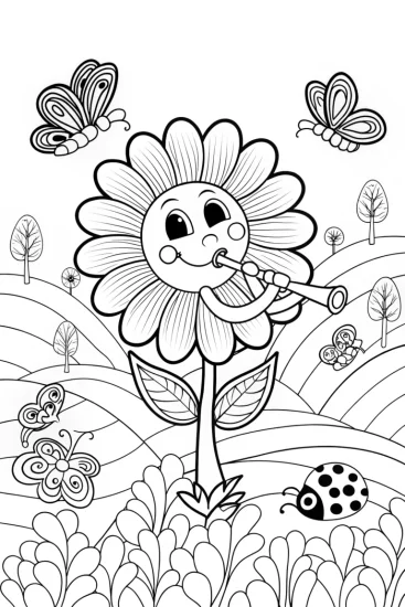 A coloring page of Heart Garden Melody Coloring Page