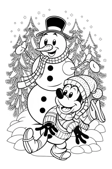 A coloring page of Goofy and Pluto’s Christmas Adventure Coloring Page