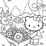 Hello Kitty’s Magical Flower Cart Coloring Page