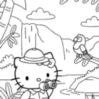 Hello Kitty’s Magical Rainforest Adventure Coloring Page