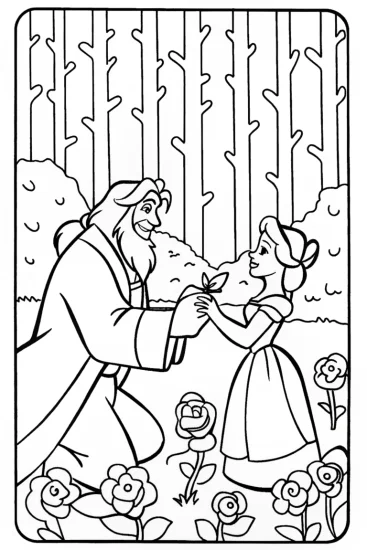 A coloring page of The Beast’s Gentle Heart Coloring Page