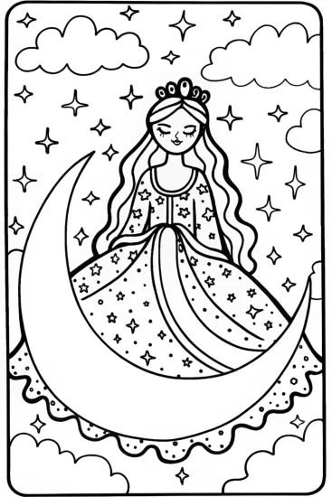 A coloring page of Princess of the Stars Coloring Page