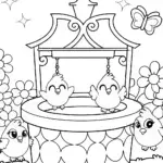 Chickens in a Garden of Wishes Coloring Page