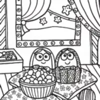 Bluey and Bingo’s Magical Movie Night Coloring Page