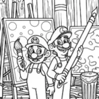 Mario and Luigi’s Art Adventure Coloring Page