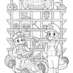 Mario and Luigi Mechanic Coloring Page