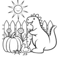 Godzilla’s Silly Garden Adventure Coloring Page
