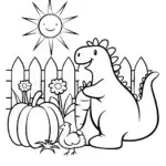 Godzilla’s Silly Garden Adventure Coloring Page