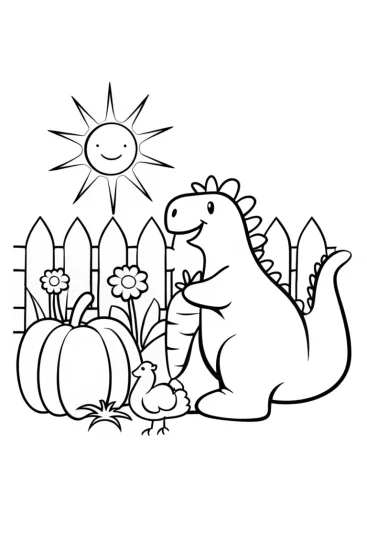 A coloring page of Godzilla’s Silly Garden Adventure Coloring Page