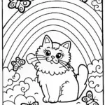 Flicker the Cat Under the Enchanted Rainbow Coloring Page
