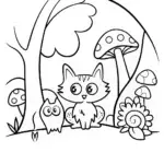 Paws’ Adventure in the Enchanted Forest Coloring Page