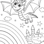 Friendly Dragon and Rainbow Coloring Page