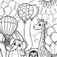 Rainbow Friends Balloon Festival Coloring Page