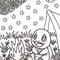 Charmander’s Campfire Storytelling Coloring Page