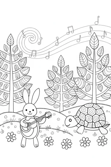 A coloring page of The Musical Menagerie Coloring Page