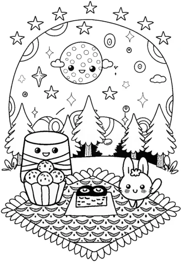 A coloring page of Shopkins Stargazing Adventure Coloring Page