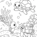 Squirtle and Lapras Underwater Adventure Coloring Page