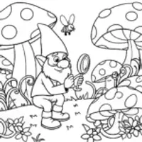 Curious Gnome’s Garden Adventure Coloring Page