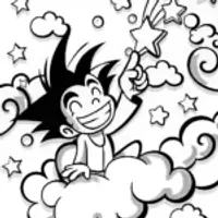 Goku’s Dreamy Starry Adventure Coloring Page