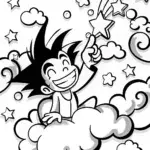 Goku’s Dreamy Starry Adventure Coloring Page