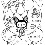 Kuromi’s Dreamy Bubble Adventure Coloring Page