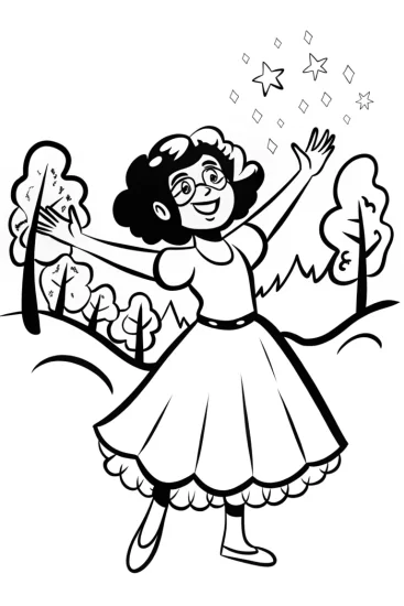 A coloring page of Mirabel’s Magical Seed Dance Coloring Page