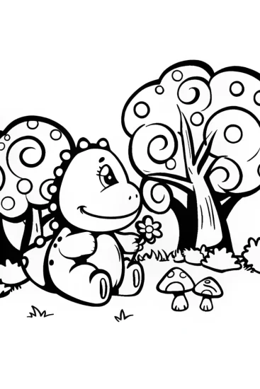 A coloring page of Godzilla’s Garden Guardians Coloring Page