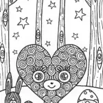 Heartfelt Adventure in the Enchanted Forest Coloring Page